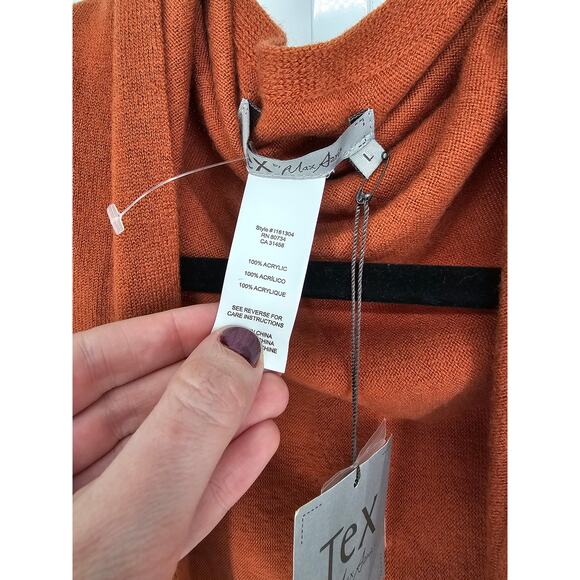 NWT Tex By Max Azria Women's Brown Long Sleeve Open Front Cardigan Size L - Picture 3 of 5